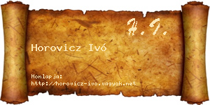 Horovicz Ivó névjegykártya